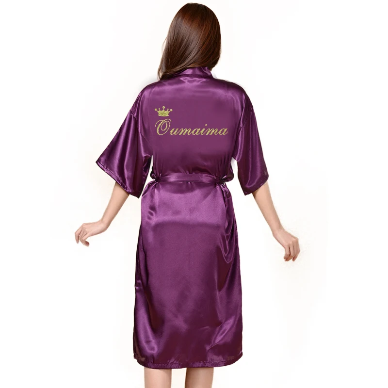 На заказ любой текст длинный халат Свадебный индивидуальный халат для Bridedal Вечерние шелковые мягкие домашние халаты для женщин кимоно халаты