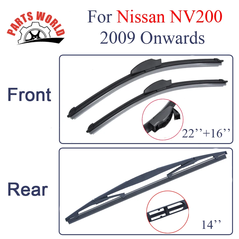 Silicone Rubber Front And Rear Wiper Blade For Nissan NV200 2009 Onwards,Windscreen Wiper Car