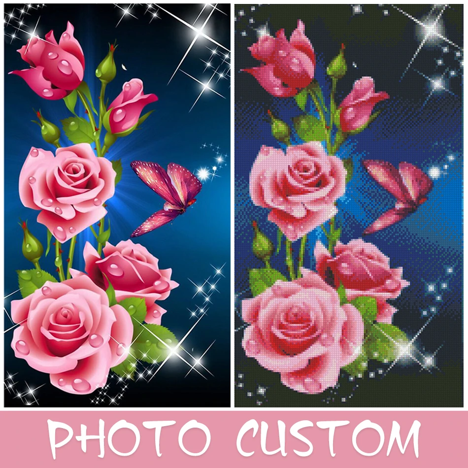 

Custom Photo! Flowers Full Square/Round Drill 5D DIY Diamond Painting Personal Custom Cross Stitch 3D Mosaic Embroidery Decor