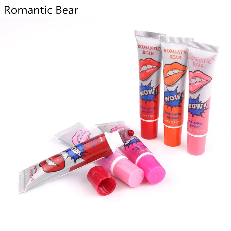 

brand Romantic bear 6 Pcs Impermeavel Red Matte peel off Waterproof batom mate covered Liquid Lipstick Lip Gloss tint set