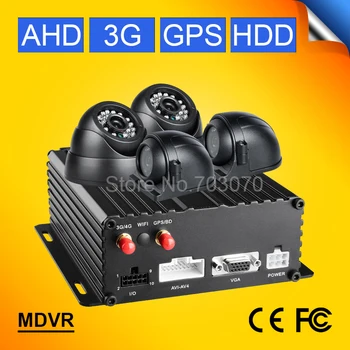 

Free Shipping 720P 4CH AHD 3G GPS HDD Bus Mobile Dvr 4Pcs Night Vision Car Camera Kits Remote Monitoring Software Cmsv6 Free