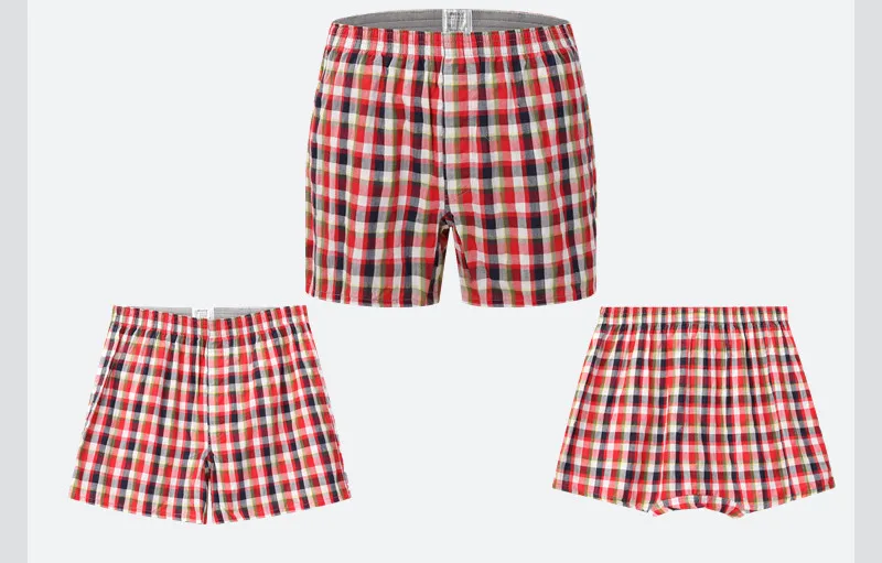 Men Underwear Red Boxers Plaid Loose Shorts Men Panties Cotton The Large Arrow Pants Plus Size Classic Basics wear at home best boxers for men