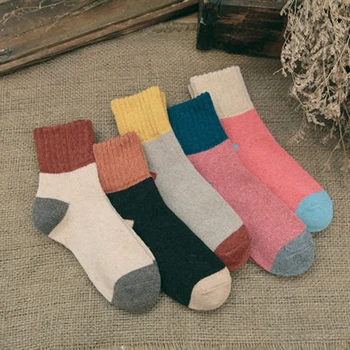 

Plush Wool Socks Female Socks Thick Warm Sleep Floor Socks Tide Socks Retro Color Matching Cute Autumn and Winter Casual