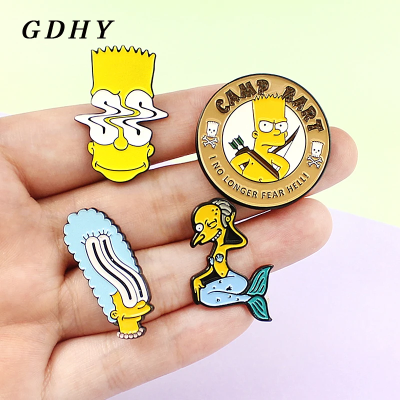

GDHY The Simpsons Family Pins Brooch Enamel Mr Burns Bart Simpson Marge Simpson Anime Series Lapel Pin Button Badge For Kids