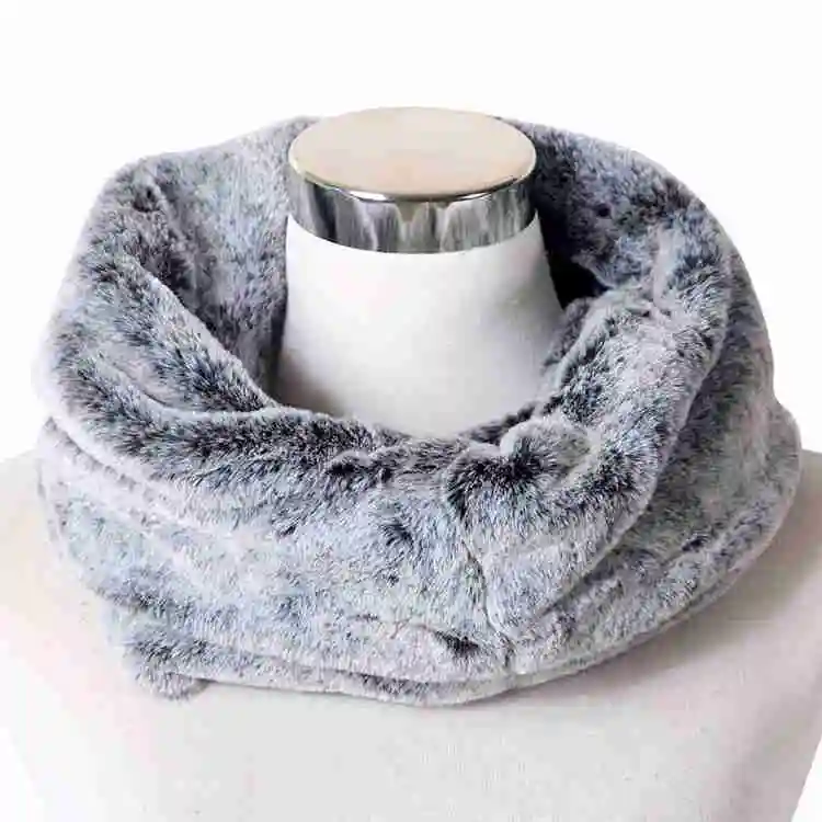 Новое поступление серый фиолетовый шейный шарф для женщин Зимний теплый искусственный мех Бесконечность круг петля женский шарф воротник - Цвет: Серый