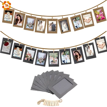 10PCS/set DIY Photo Frame Wooden Clip Paper Picture Garland For Wedding  Baby Shower Birthday Party Photo Booth Props Decoration