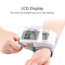 Monitor automático Digital LCD para el cuidado de la salud, Monitor de presión arterial para muñeca, medidor de pulso y ritmo cardíaco, medida blanca, nuevo