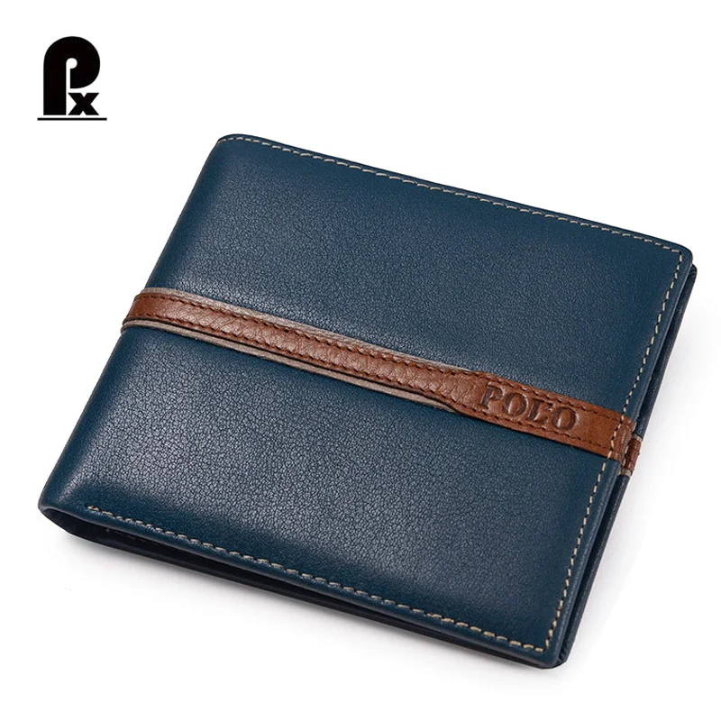 2016 Pacento Men Wallets Luxury Leather Genuine Brand Famous Design Striped Blue Short Male Money Purse Card Clip Portfolio Man