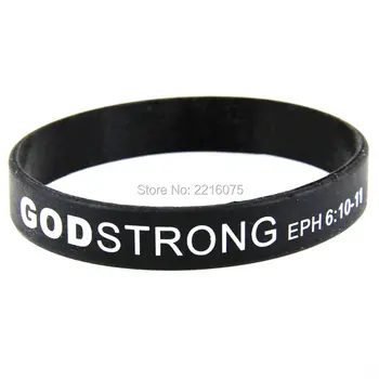 

300pcs Religious imprinted God Strong EPH 6:10-11 wristband silicone bracelets free shipping by DHL express