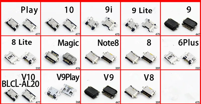 Оригинальный Micro USB разъем для Huawei Honor 6 7 8 9 10 V8 V9 V10 Play Lite 9i Волшебная нота |