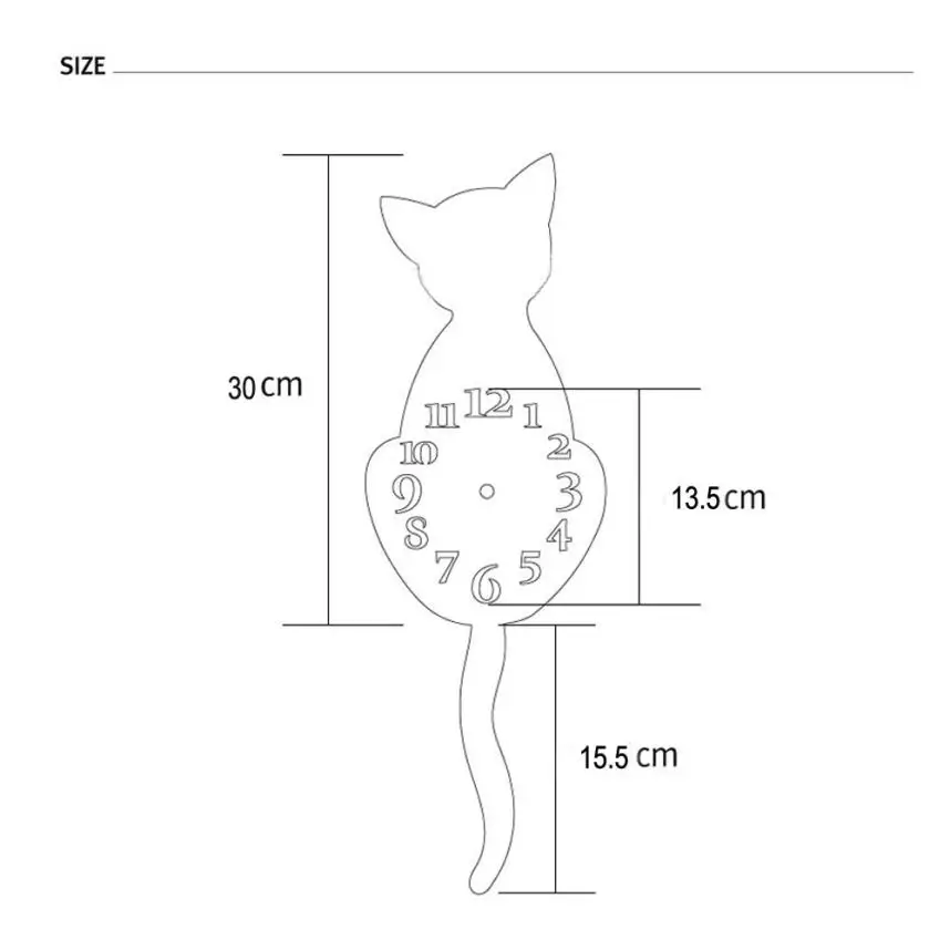 Акриловые модные креативные часы с изображением животных, Мультяшные настенные часы с милым котом, домашний декор, часы с хвостом, бесшумное движение, m17 30