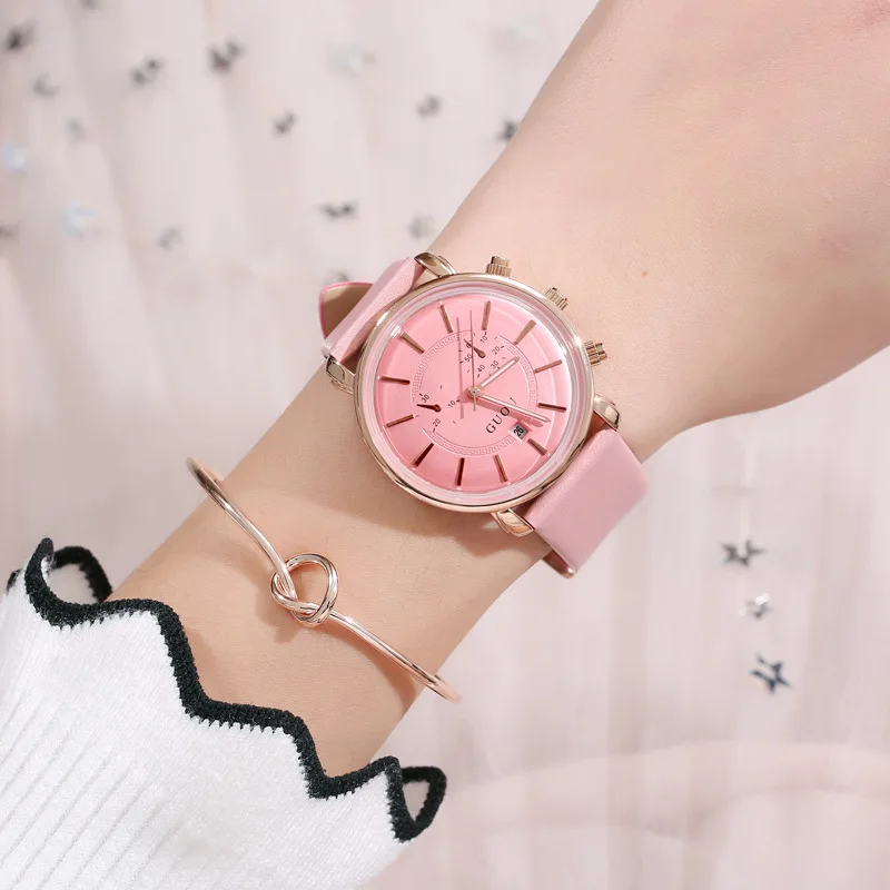 

New trend calendar quartz women's watch air dial waterproof belt temperament watch leisure wristwatch