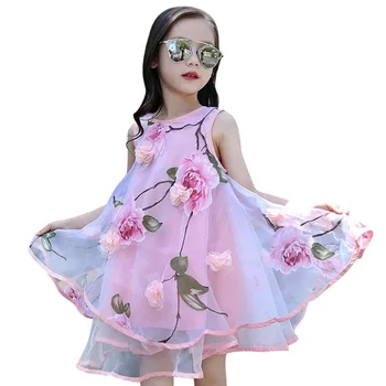 

Summer Girl Dress Sweet Lovely Flower Princess Dress Pageant Wedding Party Evening Dress robe fille enfant mariage de soiree F4