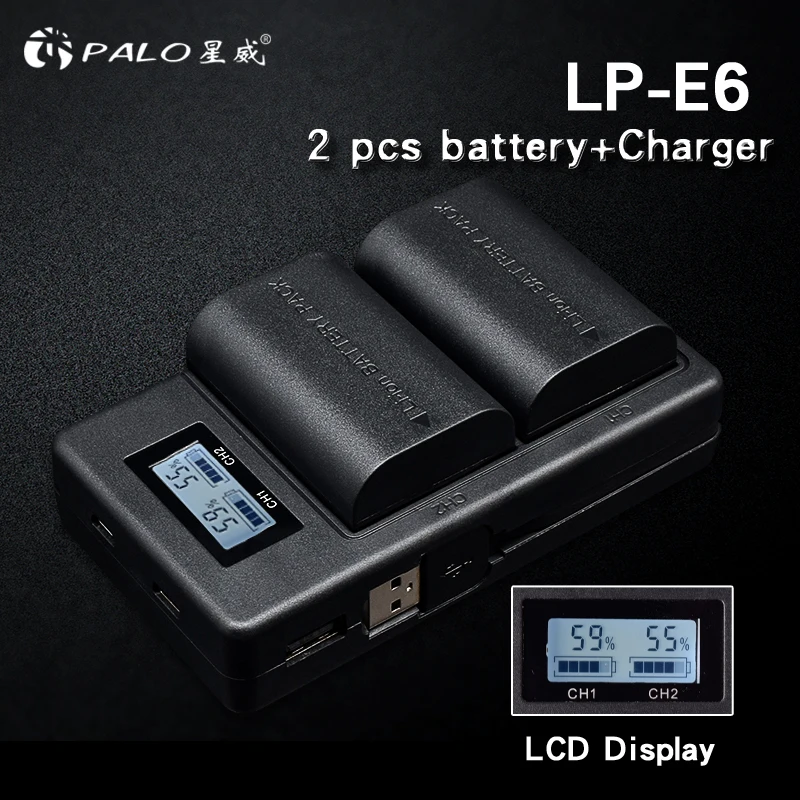 palo 2pc lp e6 lp e6n lp e6 battery cell lcd usb dual charger for canon eos 6d 7d 5d mark ii iii iv 60d 60da 70d 80d 5ds 5dsr - sbl instagram hashtag picomico