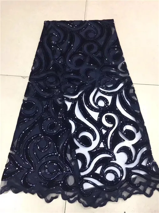 Африканская блестящая кружевная ткань бархат для шитья платья Африканский Свадебный кружевная ткань в африканском стиле Одежда французская чистая кружевная блестящая ткань синего цвета