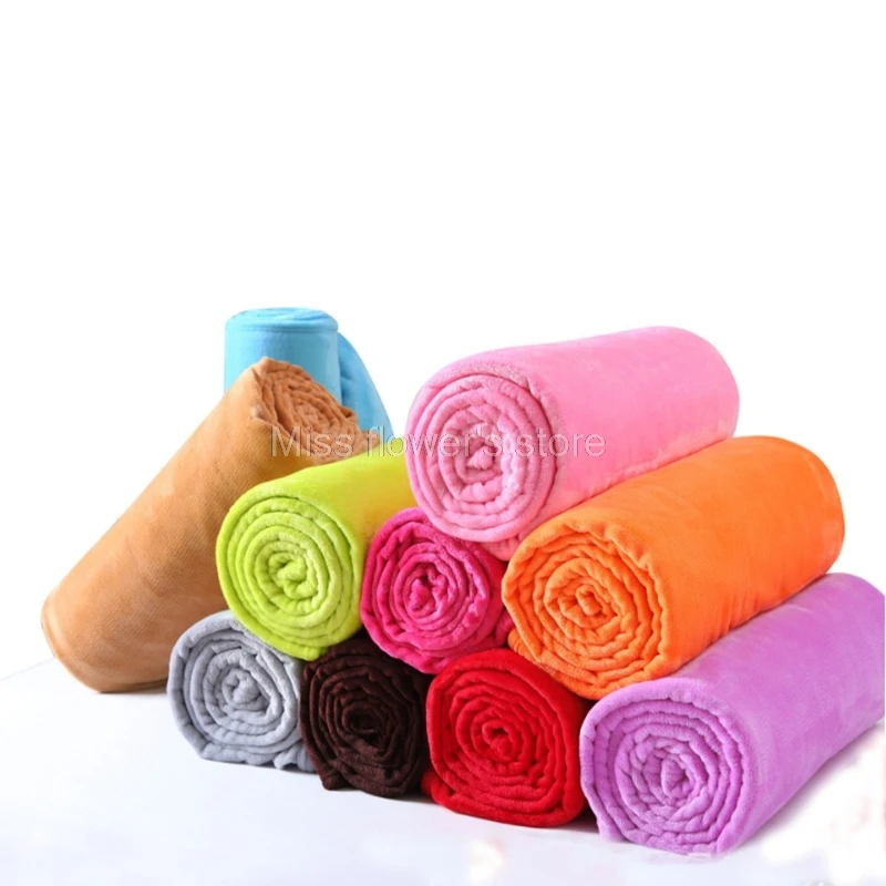 50*70CM / 70*100CM 100*140CM Soft Warm Solid Colors Flannel Coral Fleece Blanket Air Conditioning Bedspreads | Дом и сад