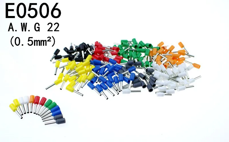 

E0506 100pcs 22 AWG 0.5mm2 Insulated Cord End Terminal Wire Ferrules VE0506