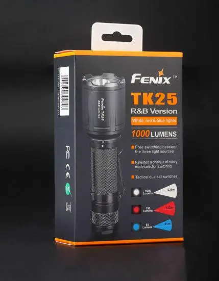 Fenix TK25 R& B 1000 люмен многоцветный белый красный и синий светодиодный тактический фонарик - Испускаемый цвет: TK25RB