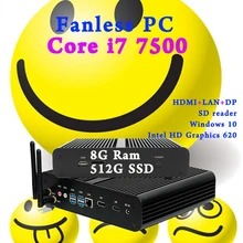 Мини-ПК 7TH Gen Core i7 7500U безвентиляторный Intel HD Graphics 620 Windows 10 300 м Wi-Fi kaby Lake Desktop компьютер 8 ГБ ОЗУ 512 ГБ SSD