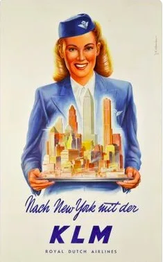 

Royal Dutch Airlines New York Travel KLM Air Vintage Retro Poster Canvas Painting Wall Sticker Home Art Home Decor Gift
