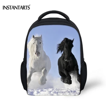 

INSTANTARTS Cool 3D Crazy Horse Print Kids School Bags Kindergarten Students Boys Girls Backpacks Children's Schoolbags for Baby