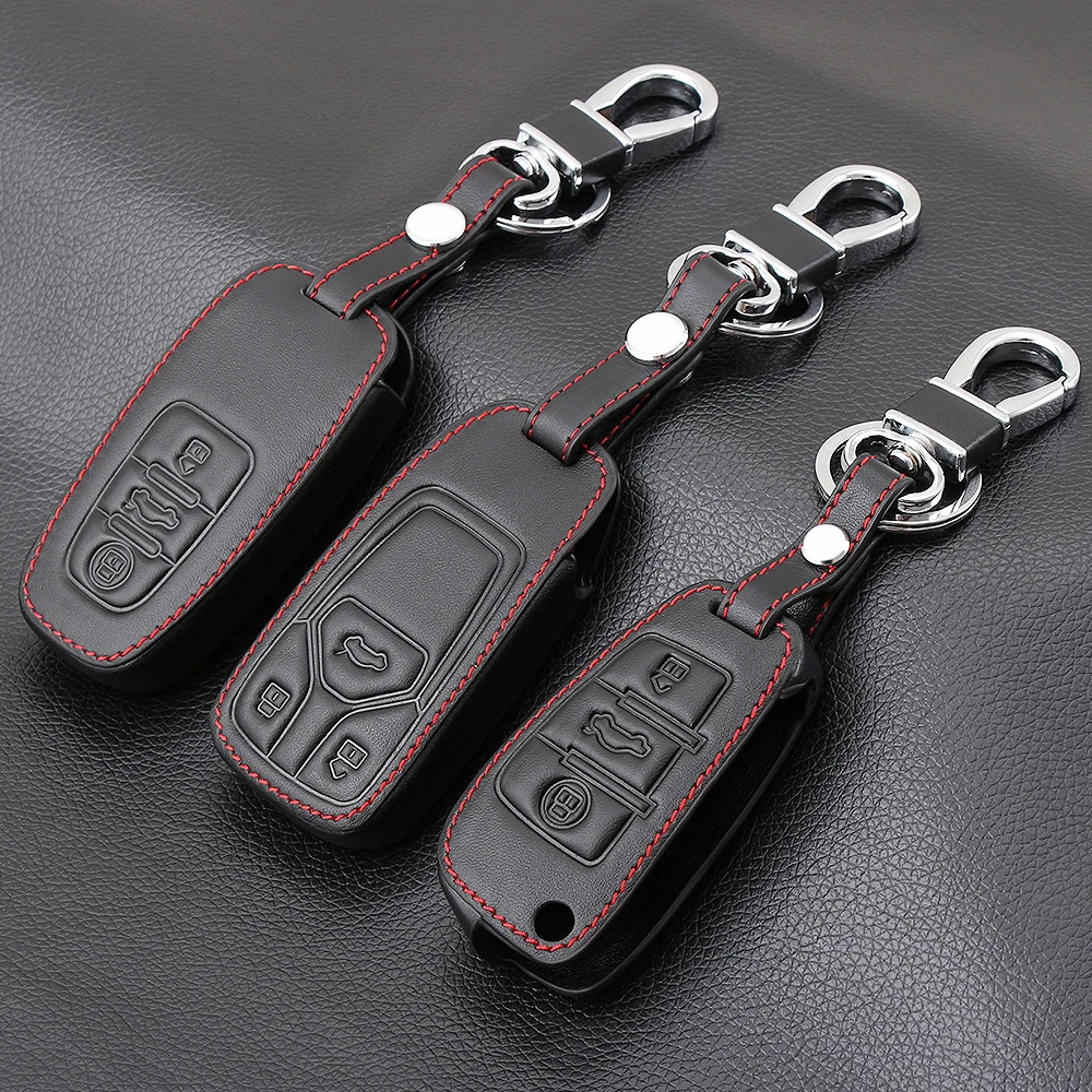 

Funda de cuero con 3 botones para Audi Sline A3 A4 A6 A6L A8 TT Q2 Q5 Q7 S6