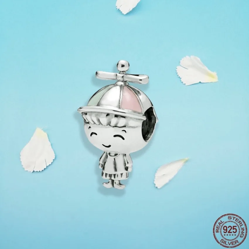 

925 Sterling Silver Beads Propeller Hat Boy Charm fit Original Pandora Bracelet for Women Beads for Jewelry Making
