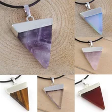 1 шт треугольная подвеска посеребренные пурпурные аметисты розовый кварцевый кристалл прозрачный кристалл натуральный камень минималистичные ювелирные изделия