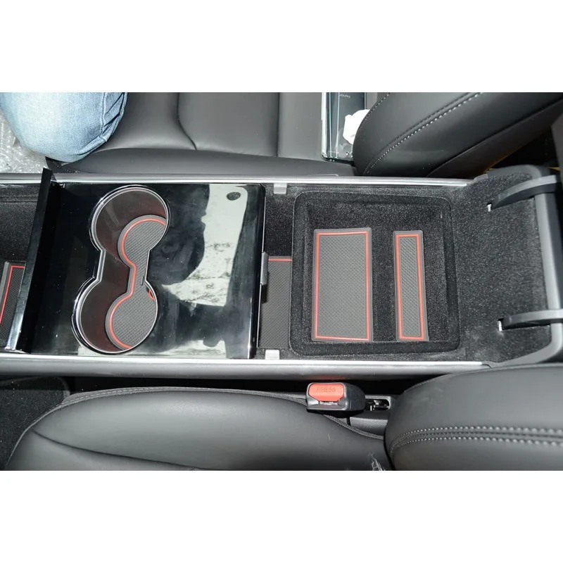 7Pcs/set Car Interior Acessories Premium Interior Custom Fit Cup Holder Center Console Liner Fit Tesla Model