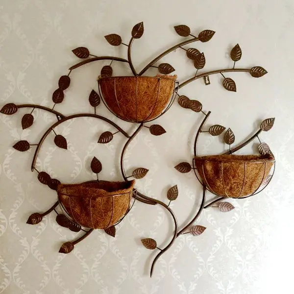 

15% Metal Wall Mounted Plants Shelves Wall Organizer Floating Rack Artistic Flower Pot Holders for Bedroom Study Balcony Decor
