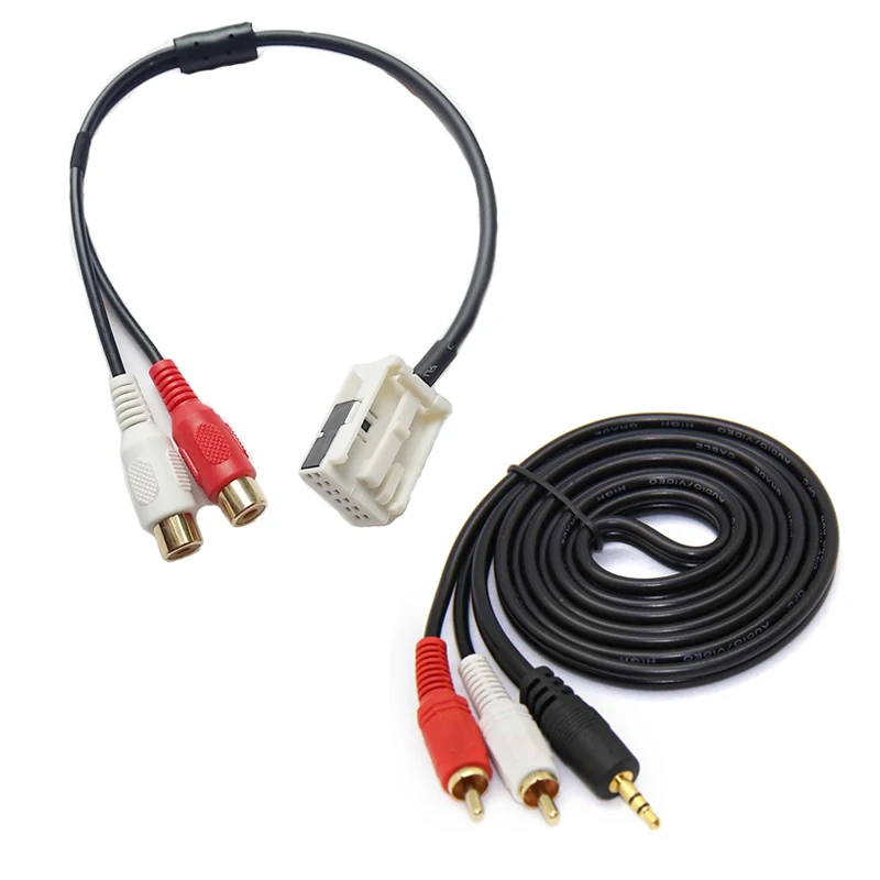 Car CD Player RCA Input Cable Adapter with 3.5MM to 2RCA Cable For BMW