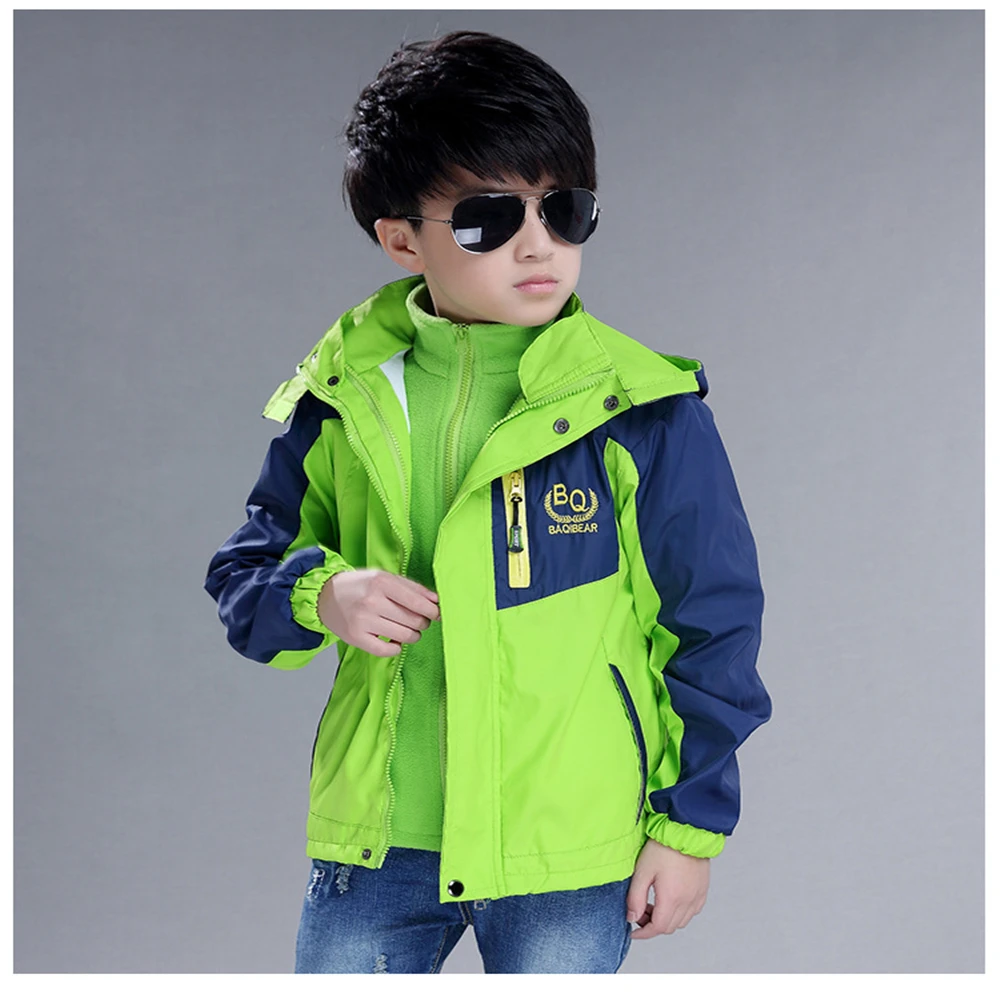 2017 Boy Outdoor Coat Kids Mountaineering Sport Outerwear Hooded Jacket