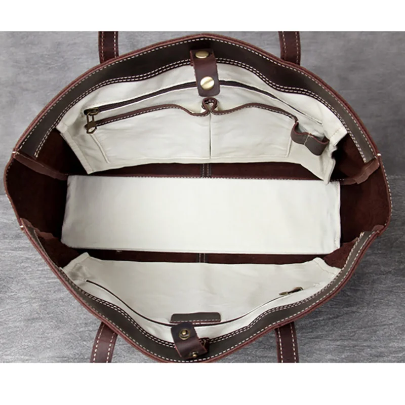  AETOO Simple rétro tête-à-tête en cuir grande capacité sac à main sac à main fait main en cuir pour