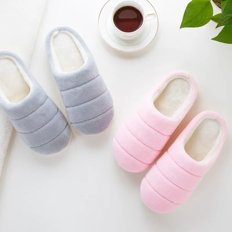 

2 Pairs Winter Shoes Woman Warm Home Slippers Women Fleece Flip Flops Flat Home Shoes Indoor Slides Antiskid zapatos de mujer