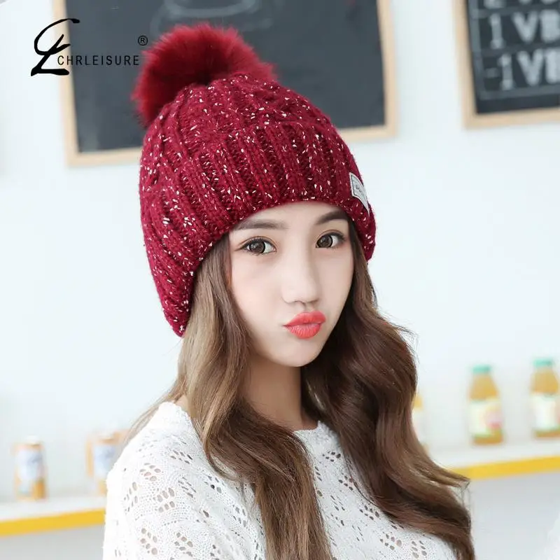 CHRLEISURE женские толстые теплые дикие шерсть осень зима волосы мяч Защита уха женский