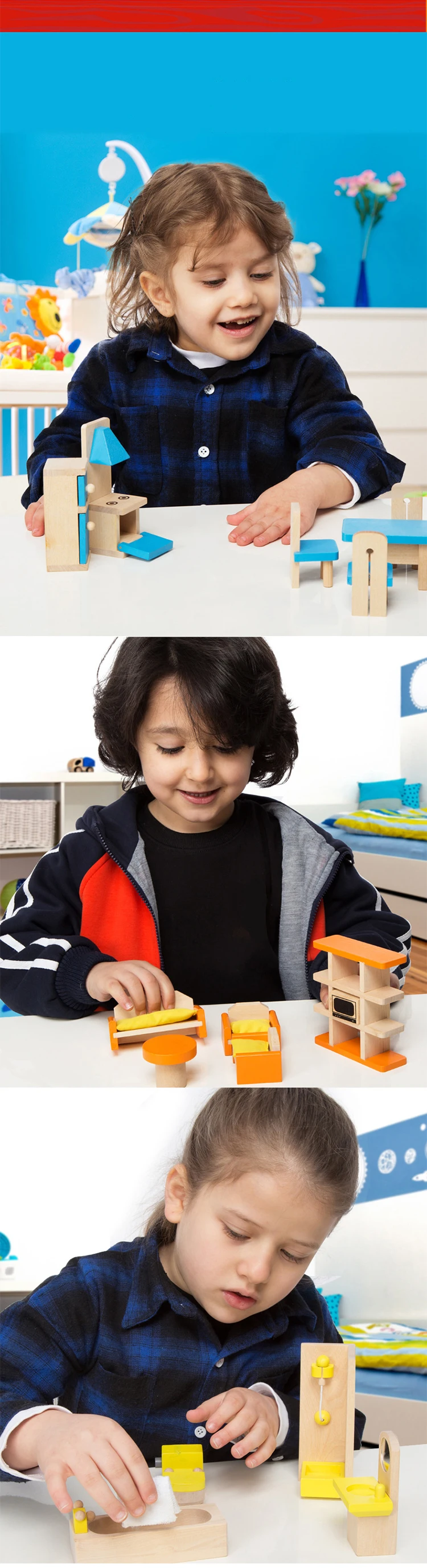 6 стилей ролевые игры дети имитация woodiness игрушечная мебель DIY родитель-ребенок Взаимодействие сцена моделирование детские подарки