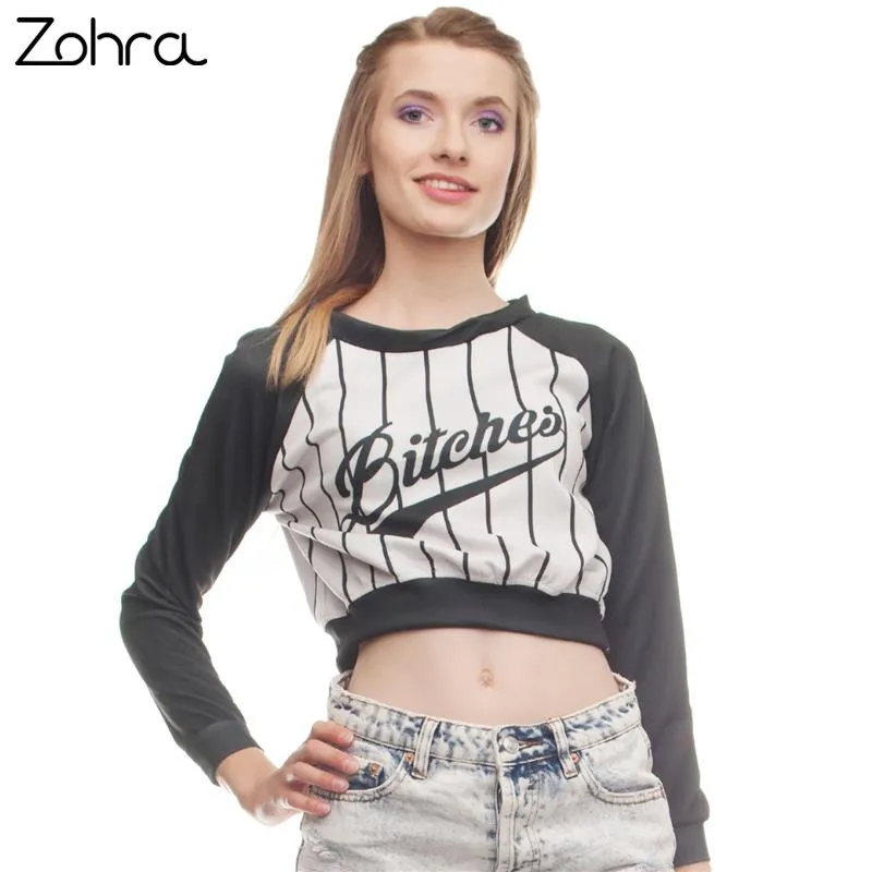 

Fashion Women Sweatshirt Bitche 3D Printed Hoodies Pullover Sexy Beach Nightclubs Party Crop Sweatshirts