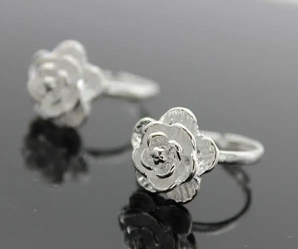 Hot Promotion Fashion Silver Color Ring Big 3D Rose Flower Open Ring For Women G Hot Promotion Fashion Silver Color Ring Big 3D Rose Flower Open Ring For Women G
