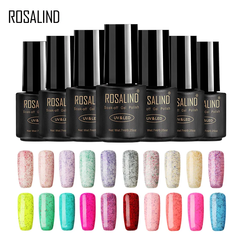 

ROSALIND 1S Gel Polish Soak Off Flavoless Lacquer Semi Permanent Soak Off Base Top Coat Nail Art Varnish 7ML Manicure Gel