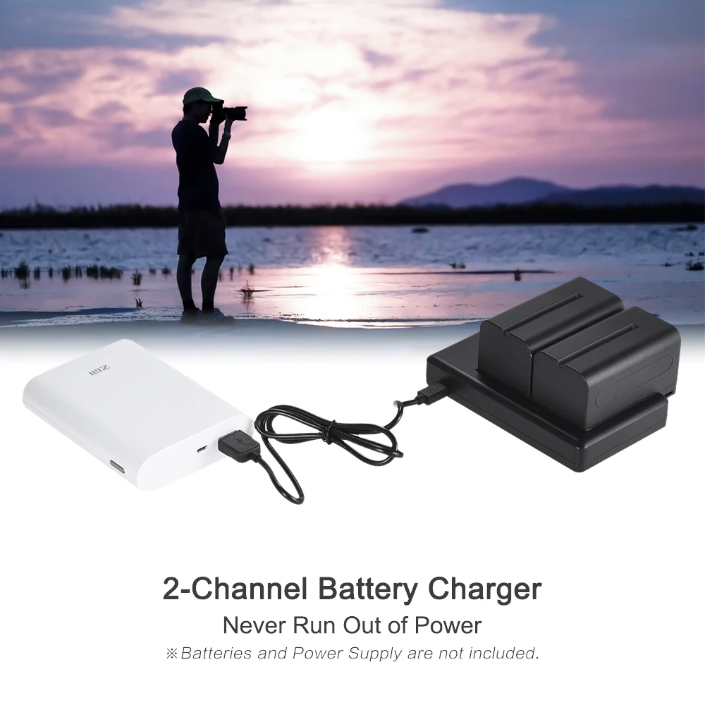 FB NP-F550 Camera Battery Charger 2-Channel Micro-USB Input for Sony J4I6