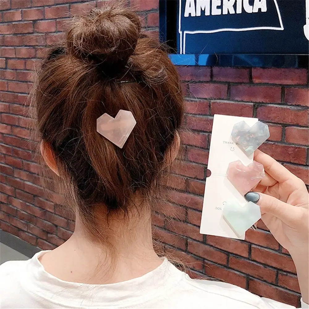 

Korean Style Heart Resin Duckbill Clip Candy Colors Elegant Hair Clips for Women Geometric Party Barrettes ozdoby do wlosow