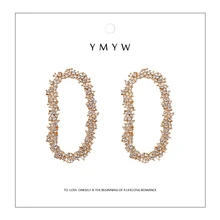 YMYW Роскошные блестящие стразы, серьги с геометрическим орнаментом, большие круглые полые массивные серьги для женщин, ювелирные изделия Aretes De Mujer