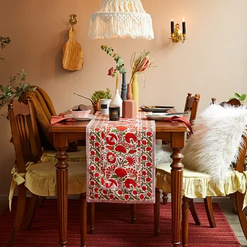 

Yamuna Flower bank printed floral table runner linens for hotel home wedding party interior decor accessory