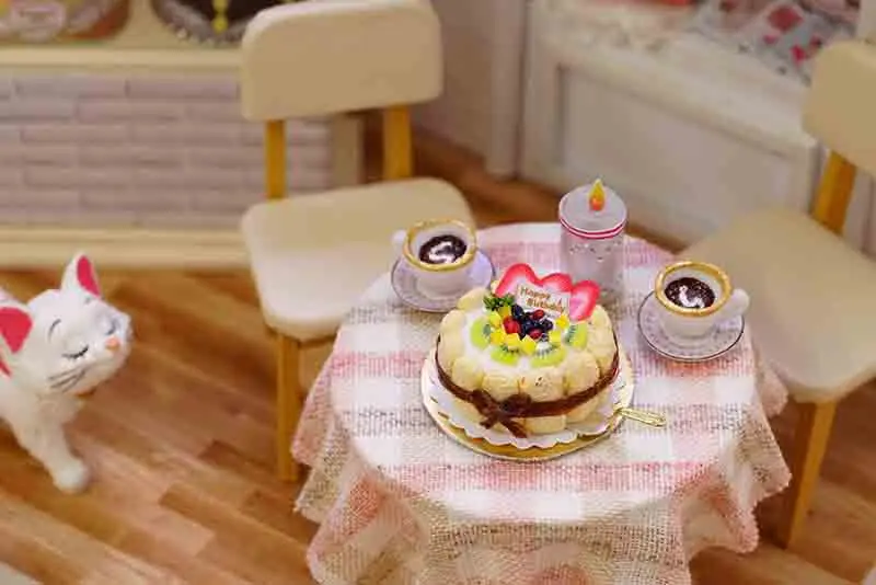 Cake Diary DIY Miniature Doll House 3D Wodden Handmade Dust Cover DollHouse Toy Miniaturas Furniture Kit Dollhouse Toys for Kids Gifts (9)