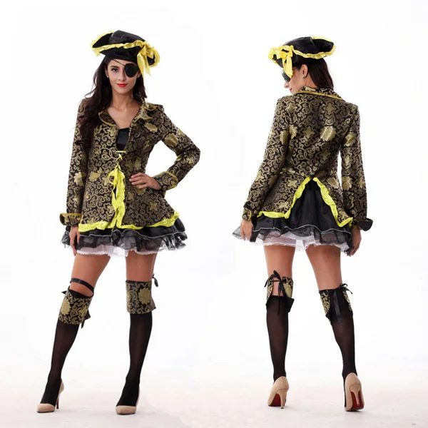 Hot Selling Pirates Of The Caribbean Serving Queen Halloween Cosplay Costumes Sumptuous One-eyed Witch Clothes SW045 | Тематическая