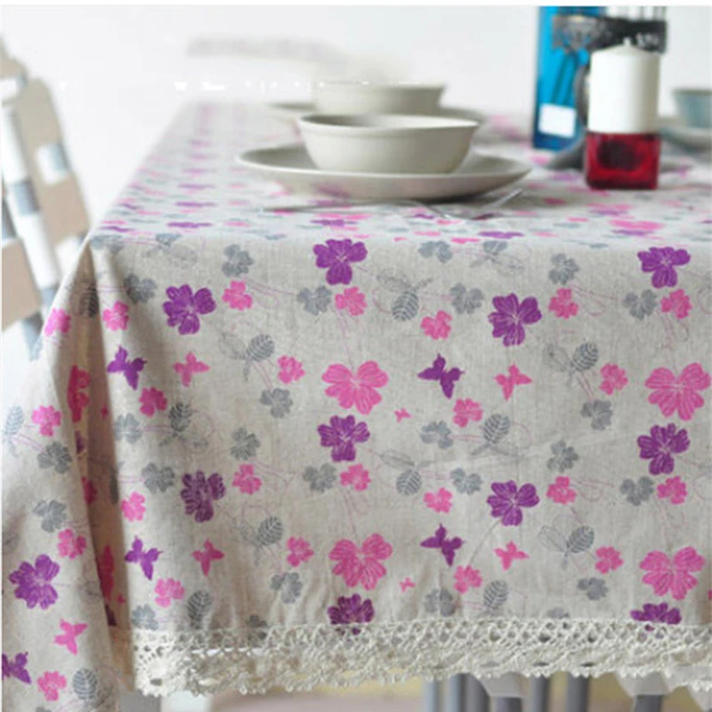 

Vintage Lace Linen Cotton Woven Table Cloth Rectangular Flowers Table Cover TableCloths Home Decor tafelkleed tovaglia tavolo