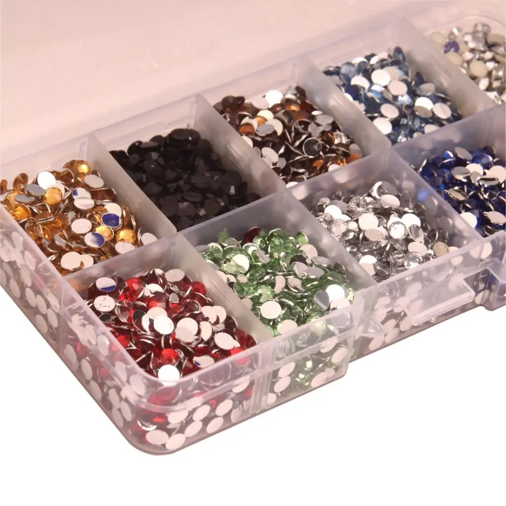 9000 Pieces Flat Back Resin Rhinestones Gem Diamante Crystal 4mm DIY Craft
