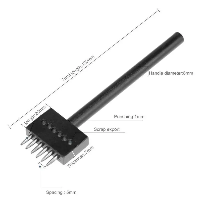 Leather Tools Leather Craft Tools Leather Craft Tool 5mm Pitch 2 4 6 Prong Leather Punching Hole Tool Row Punch Leathercraft Spacing Hole Craft Round Row Punch
