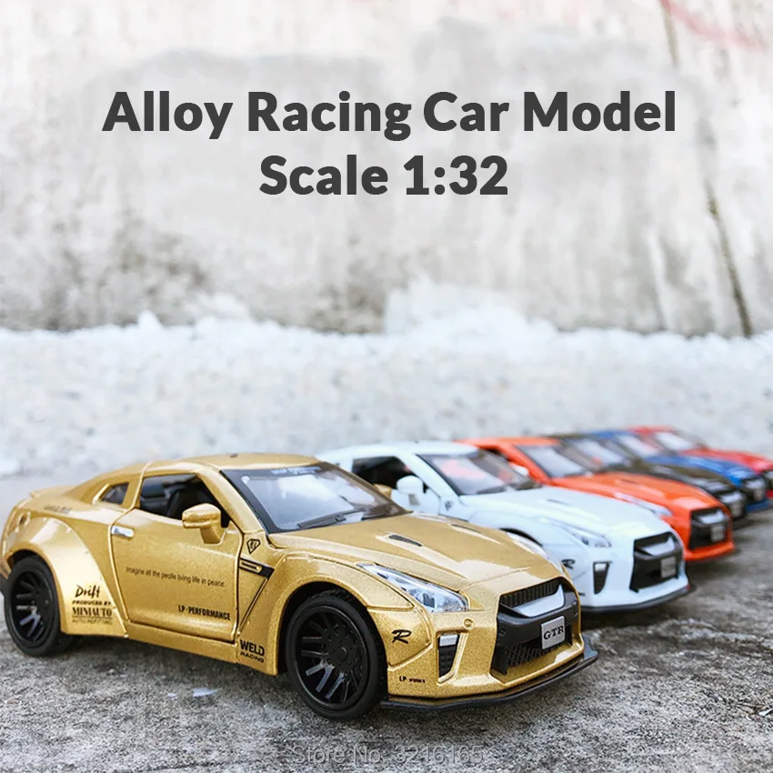 

14CM Hot sale alloy Model car R35 Racing sport car Diecast toy Rubber wheel light sound Vehicles XMas Birthday Gift for children