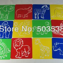 12 шт./партия. зоопарк животных трафарет, детский шаблон, Ранние развивающие игрушки, подарок на день рождения, Рождество подарок. детская toy.12.8x12.8x0.06cm